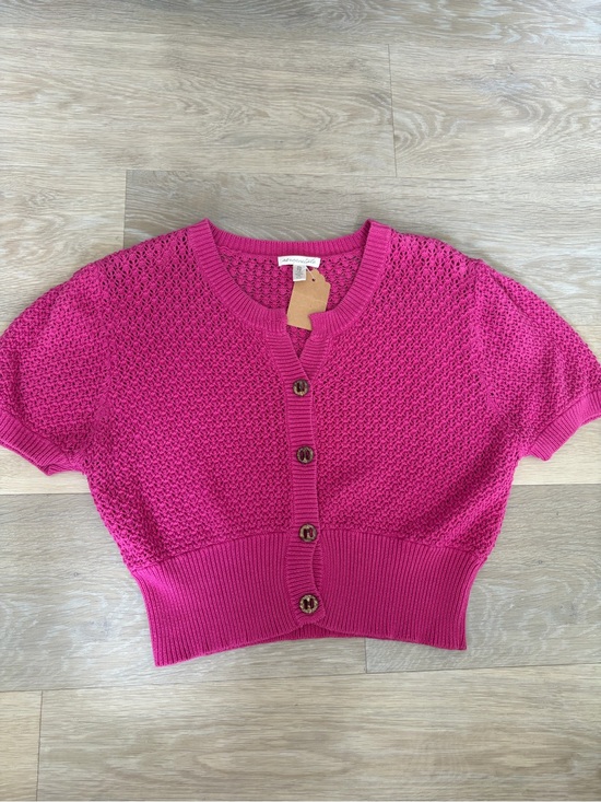 Aeropostale Sweaters - Aeropostale Hot Pink Open Knit Cropped Cardigan